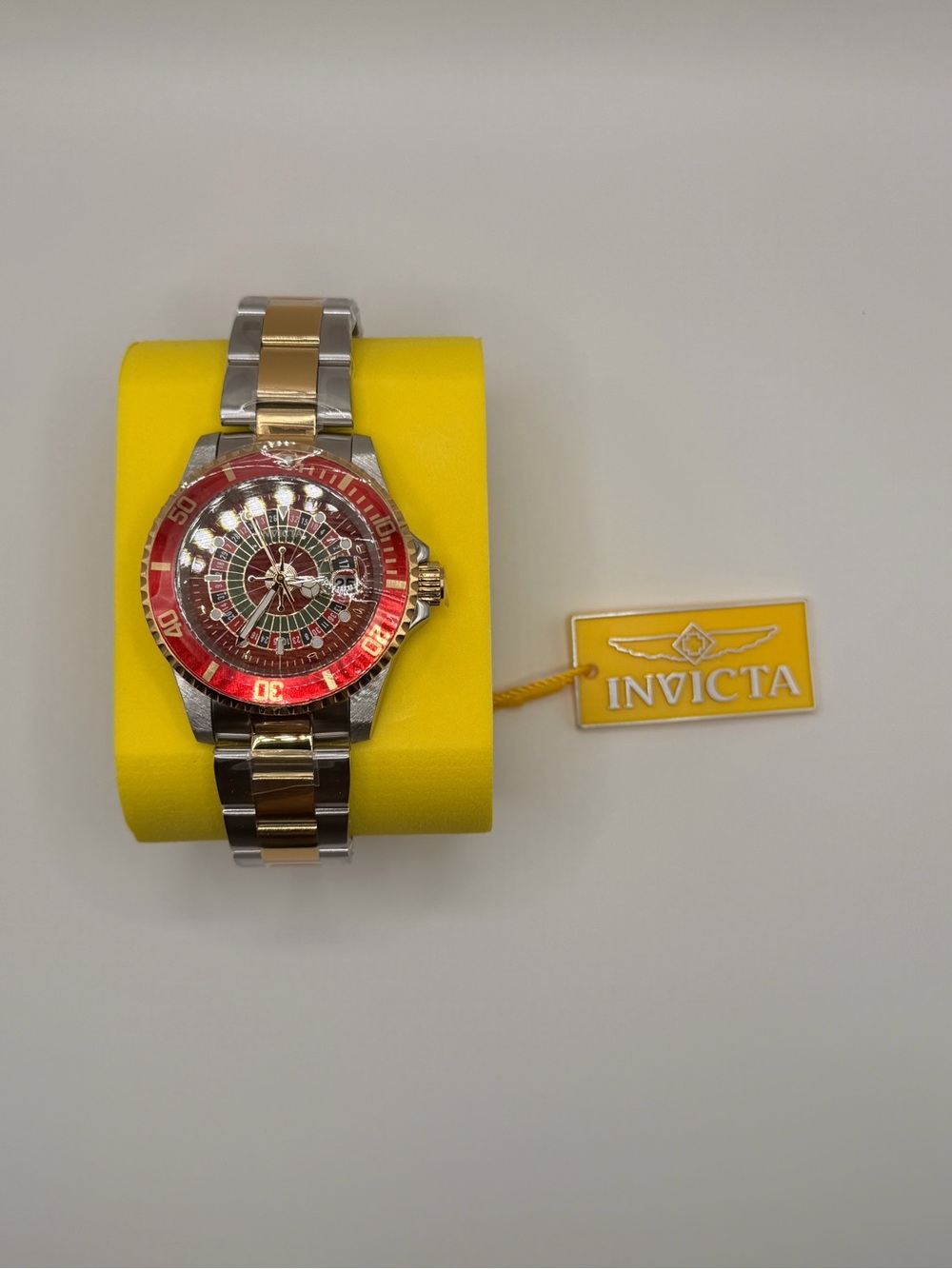 Invicta Two-Tone Gold & Silver Bracelet Watch with Red Dial